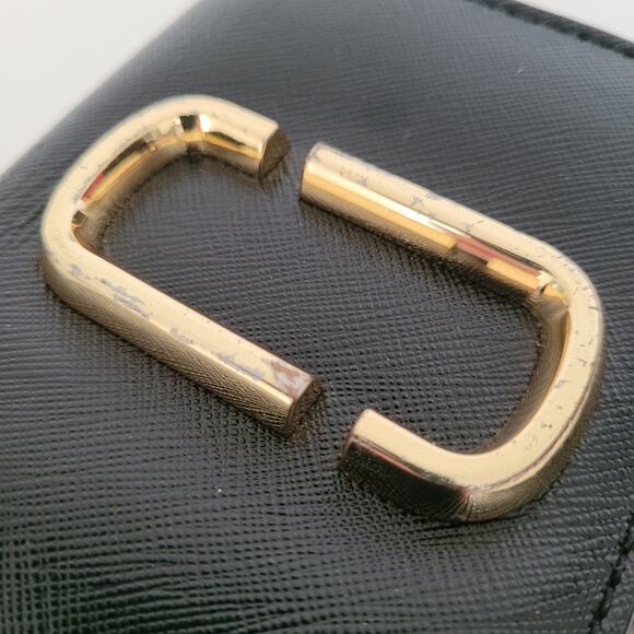 MARC JACOBS Logo The Snapshot Medium Bifold Wallet Black Red Leather 3in1 Compac - Picture 9 of 10